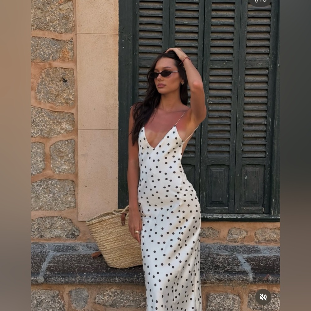 Zara White Polka Dot Slip Dress - Picture 1 of 16